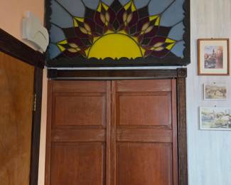 Stained Glass Sunburst Transom Window Panel