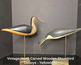 Vintage HandCarved Wooden Shorebird Decoys  Yellowlegs