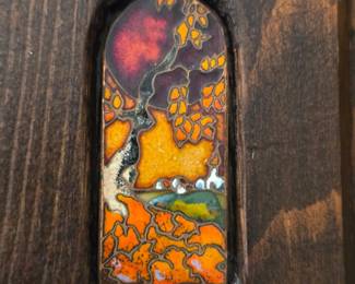 Arts and Crafts Enameled Wood Escutcheon Plate second image
