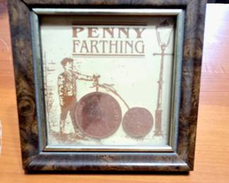 Penny Farthing Framed Display with Coins
