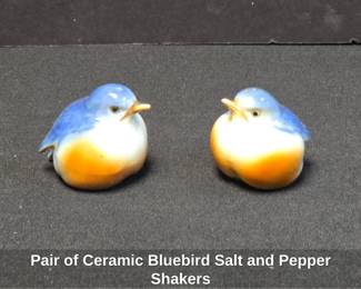 Pair of Ceramic Bluebird Salt and Pepper Shakers