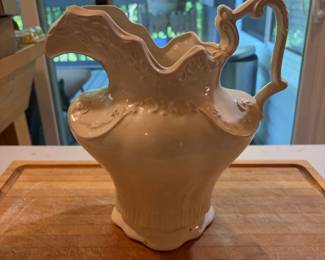 Vintage Arnels Ceramic Pitcher with Floral Relief