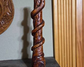 Carved Wood Serpent Walking Stick or Cane