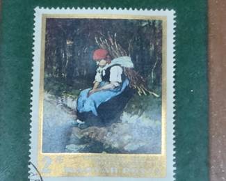 Hungarian Peasant Woman with Firewood Stamp  Mihly Munkcsy