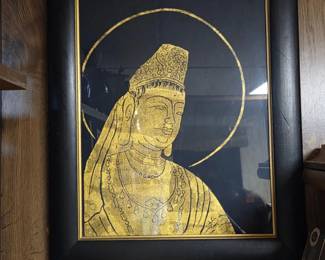 Black and Gold Shakyamuni Buddha Thangka Painting