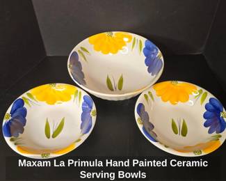 Maxam La Primula Hand Painted Ceramic Serving Bowls