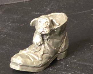 Little Gallery Fine Pewter No One Else Can Fill Your Shoes Dog in Boot Figurine