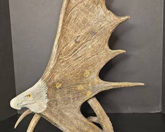 Carved Moose Antler with Eagle Head