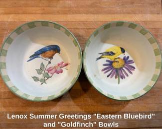 Lenox Summer Greetings Eastern Bluebird and Goldfinch Bowls