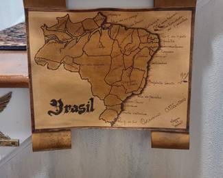 Handmade Leather Map of Brazil