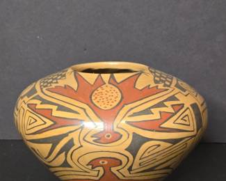 Hopi Polychrome Pottery Jar with Avanyu and Sun Face Motifs