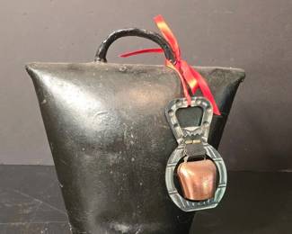 Vintage Cast Iron Cowbell with Decorative Pendant