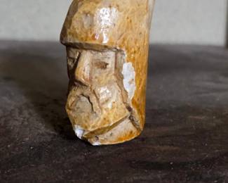 Carved Stone Figurine of a Bearded Man