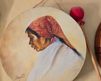 Tarahumara HandPainted Portrait Drum