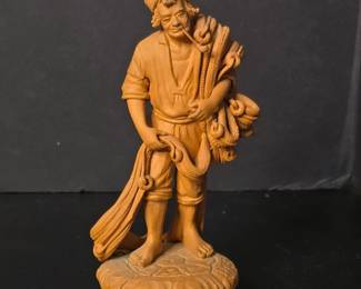Terracotta Fisherman Figurine by P. Grasso