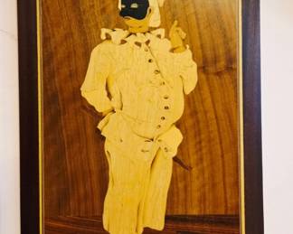 Vintage Italian Marquetry Panel Depicting Pierrot
