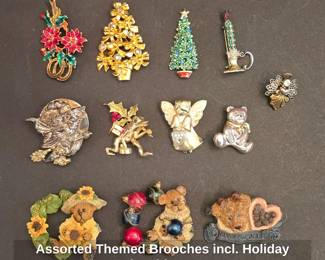 Assorted Themed Brooches incl. Holiday and Teddy Bears