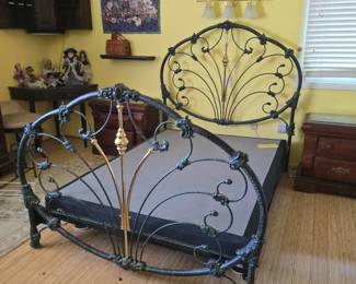 Ornate Wrought Iron and Brass Bed Frame