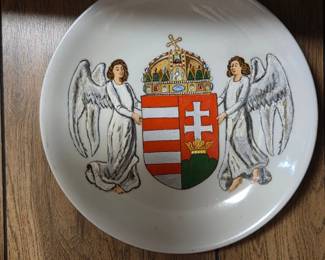 Hungarian Coat of Arms Decorative Plate with Angels , 