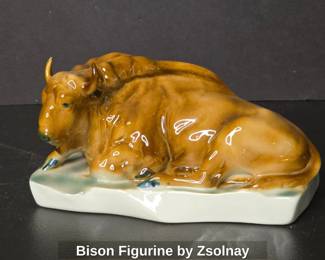 Bison Figurine by Zsolnay