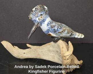 Andrea by Sadek Porcelain Belted Kingfisher Figurine