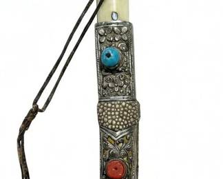 Tibetan Dagger with Ornate SilverAlloy Scabbard second image