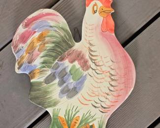 HandPainted Ceramic Rooster Trivet or Wall Plaque, Made in Italy