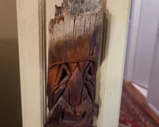 Carved Driftwood Folk Art Mask  Wood Spirit Style