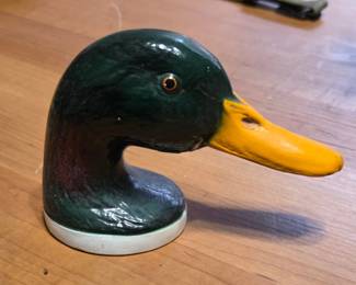 Ceramic Mallard Duck Head Bottle Stopper
