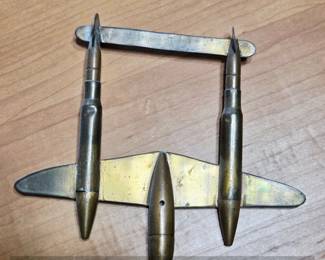 WWII Trench Art P Lightning Airplane Sculpture