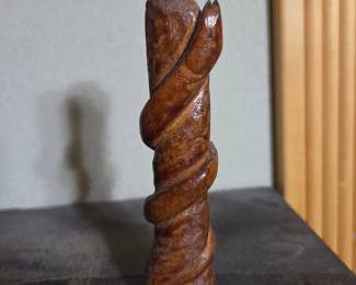 Carved Wooden Snake Totem