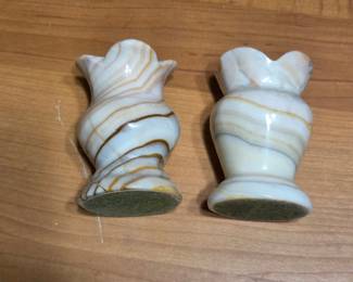 Pair of Banded Onyx Bud Vases