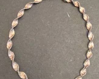 Sterling Silver Spiga or Wheat Chain Bracelet with TwoTone Finish