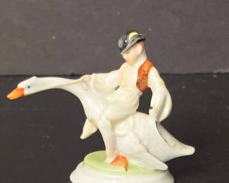 Herend Porcelain Figurine  Ludas Matyi Boy Riding Goose