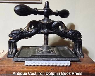 Antique Cast Iron Dolphin Book Press B fourth image