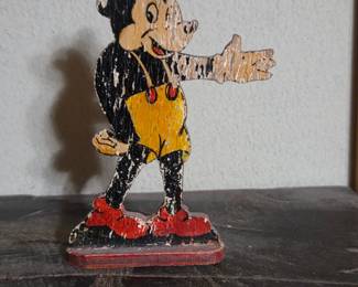 Vintage Wooden Mickey Mouse Folk Art Figure