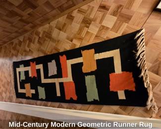MidCentury Modern Geometric Runner Rug second image