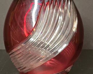 Vicke Lindstrand for Kosta Zebra Vase, Ruby Red Glass