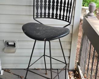 Arthur Umanoff Style Wrought Iron Bar Stool