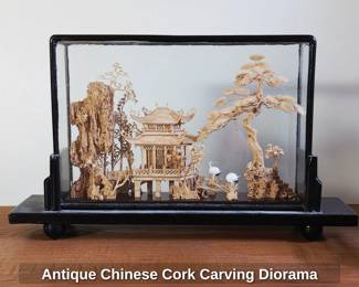 Antique Chinese Cork Carving Diorama