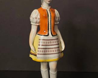 Hollhza Hungarian Folk Costume Figurine  Girl with Ponytail