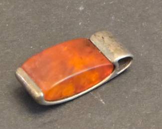 Vintage Sterling Silver and Baltic Amber Pendant by Georg Kramer Fischland