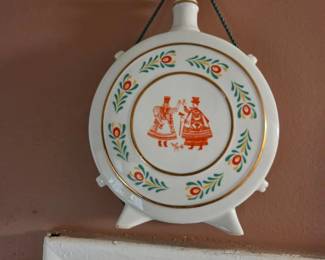 Hollohaza Porcelain Flask with Folk Figures