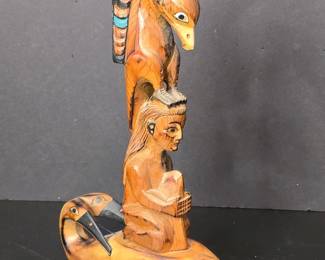 Alaska Black Diamond Ray Moore HandCarved Wooden Totem Pole
