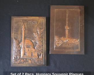 Set of Pecs, Hungary Souvenir Plaques Mosque  TV Tower