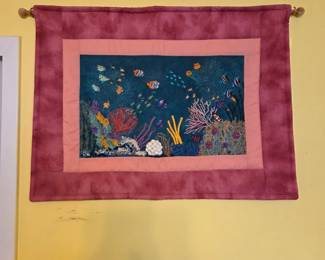 HandEmbroidered Tropical Fish Quilt Wall Hanging