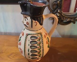 Hungarian Miska Jug Folk Art Ceramic Pitcher 