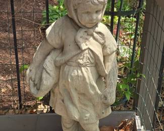Vintage Girl with Basket Statue