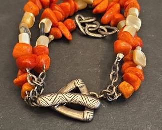 Silpada Sterling Silver Coral and Abalone Toggle Bracelet fifth image
