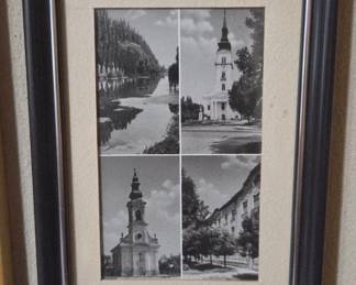 Framed Collage of European Churches and Landscapes
